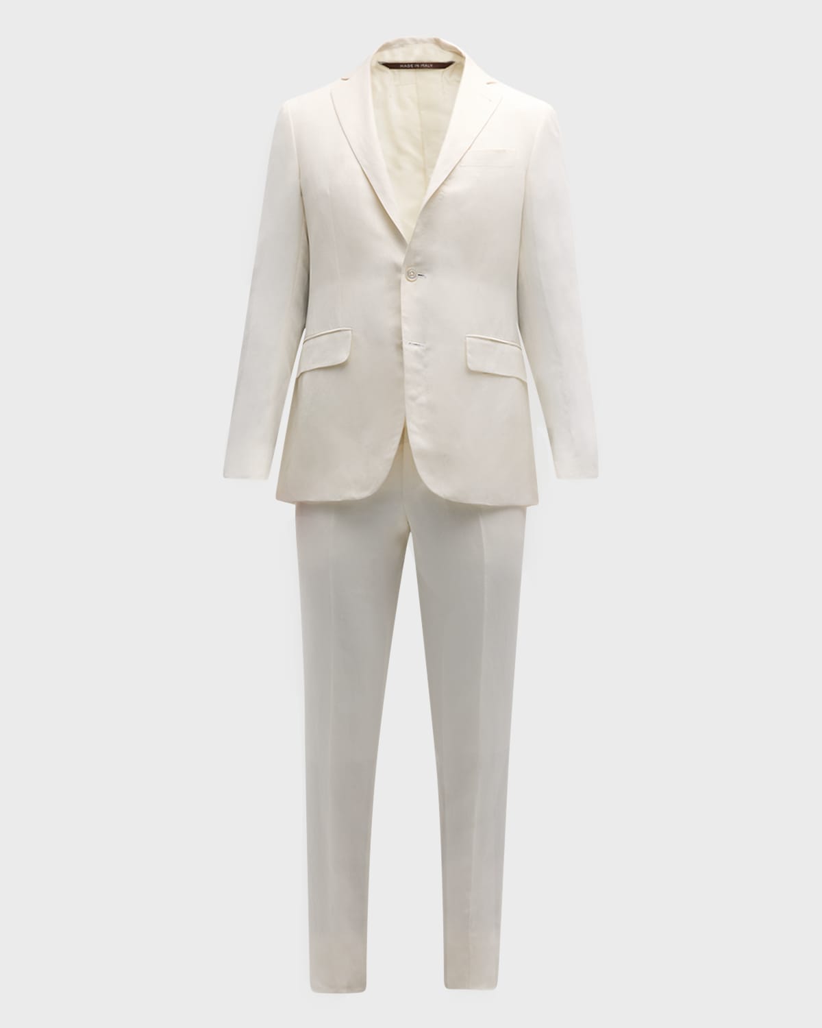 Canali Men's Linen-silk Solid Suit In White