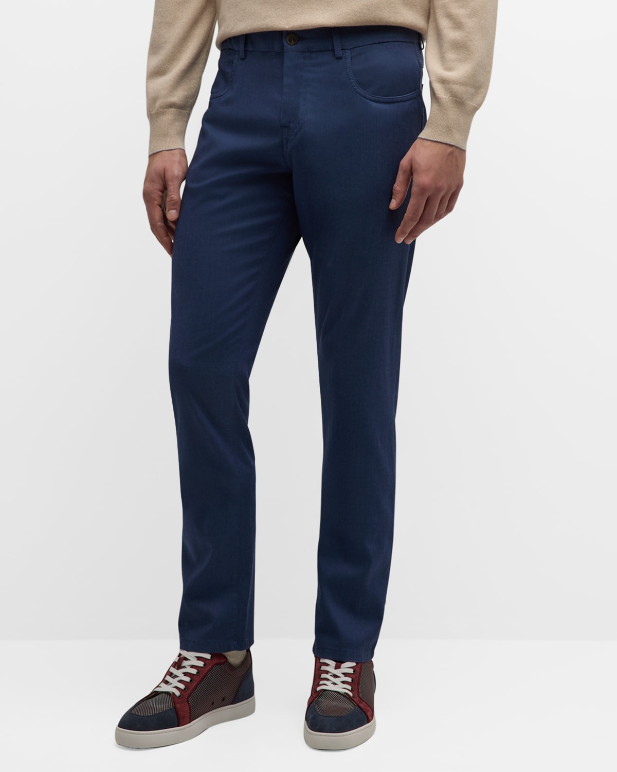 Canali Men's Solid 5-pocket Pants In Blue