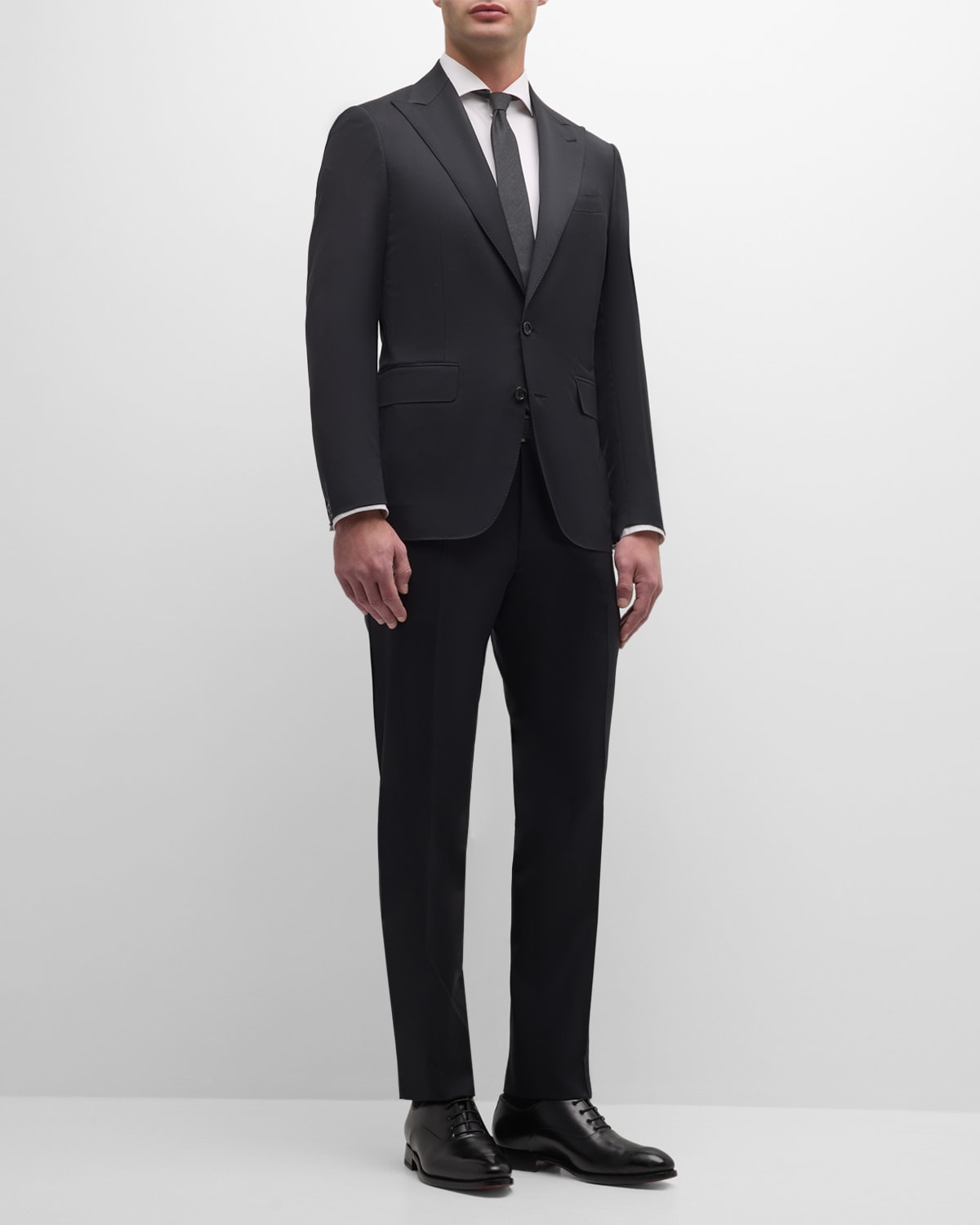 Canali Men's Super 130s Wool Micro-check Suit In Black