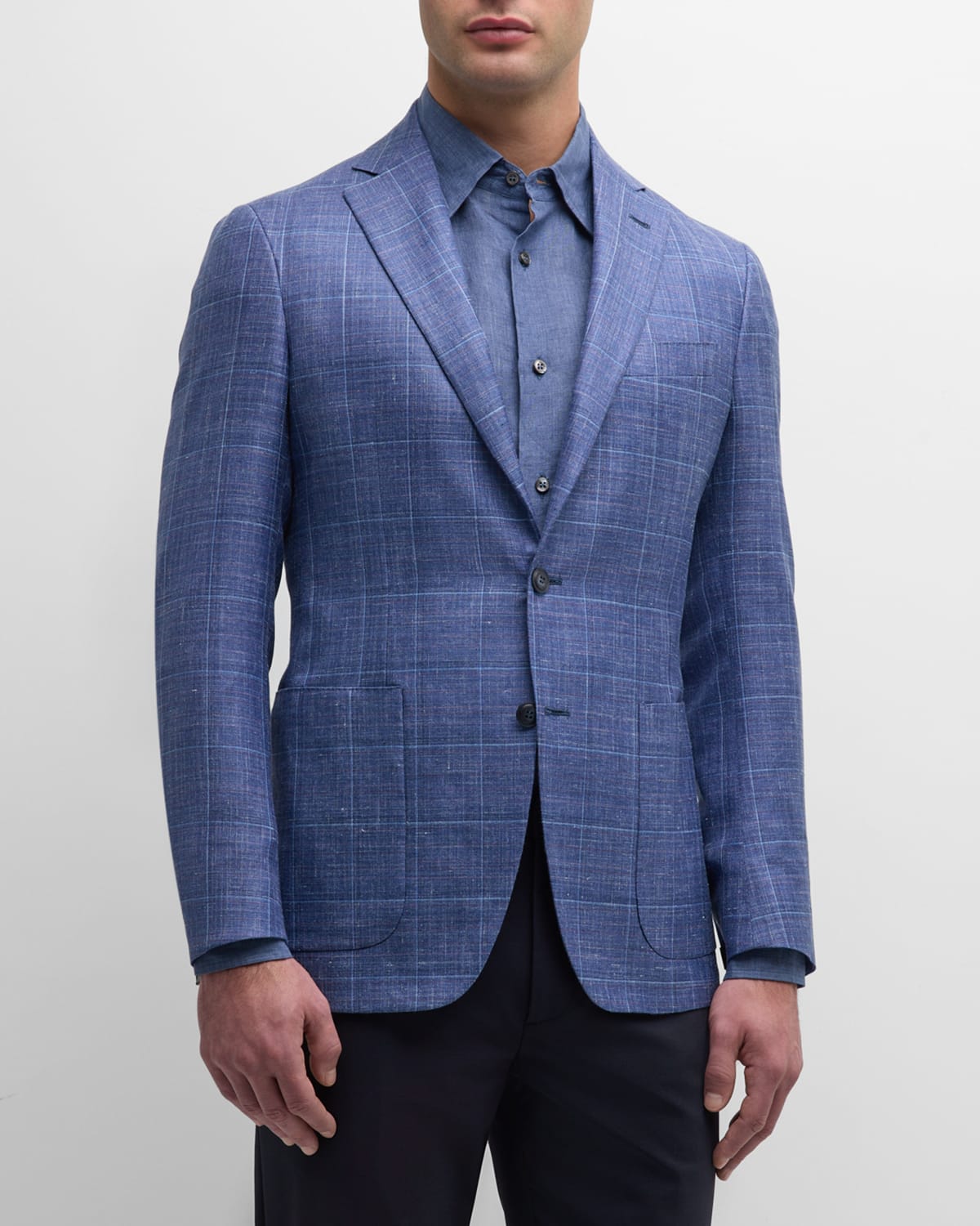 Canali Men's Windowpane Sport Coat In Med Blue