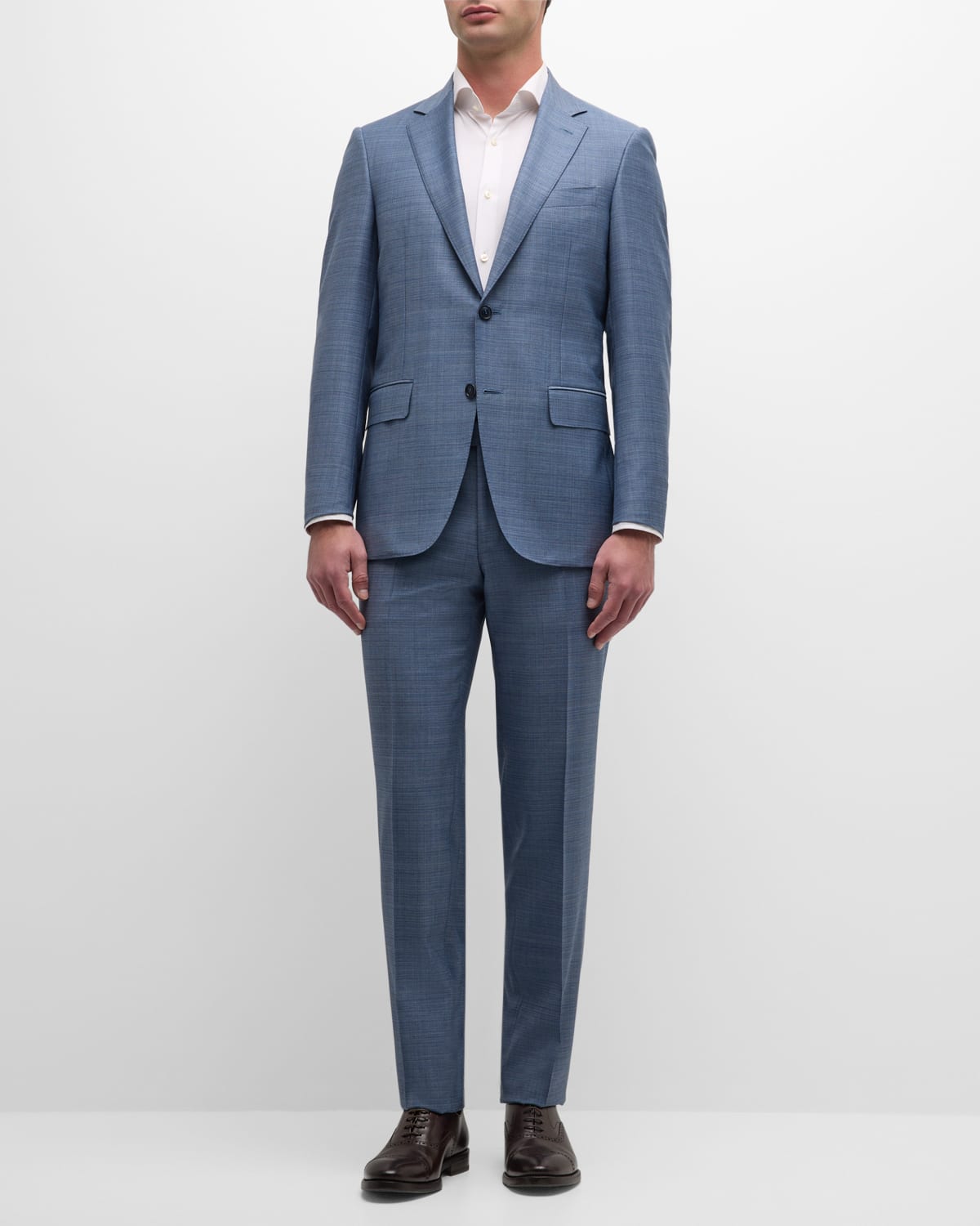 Shop Canali Men's Heathered Wool Suit In Light Blue