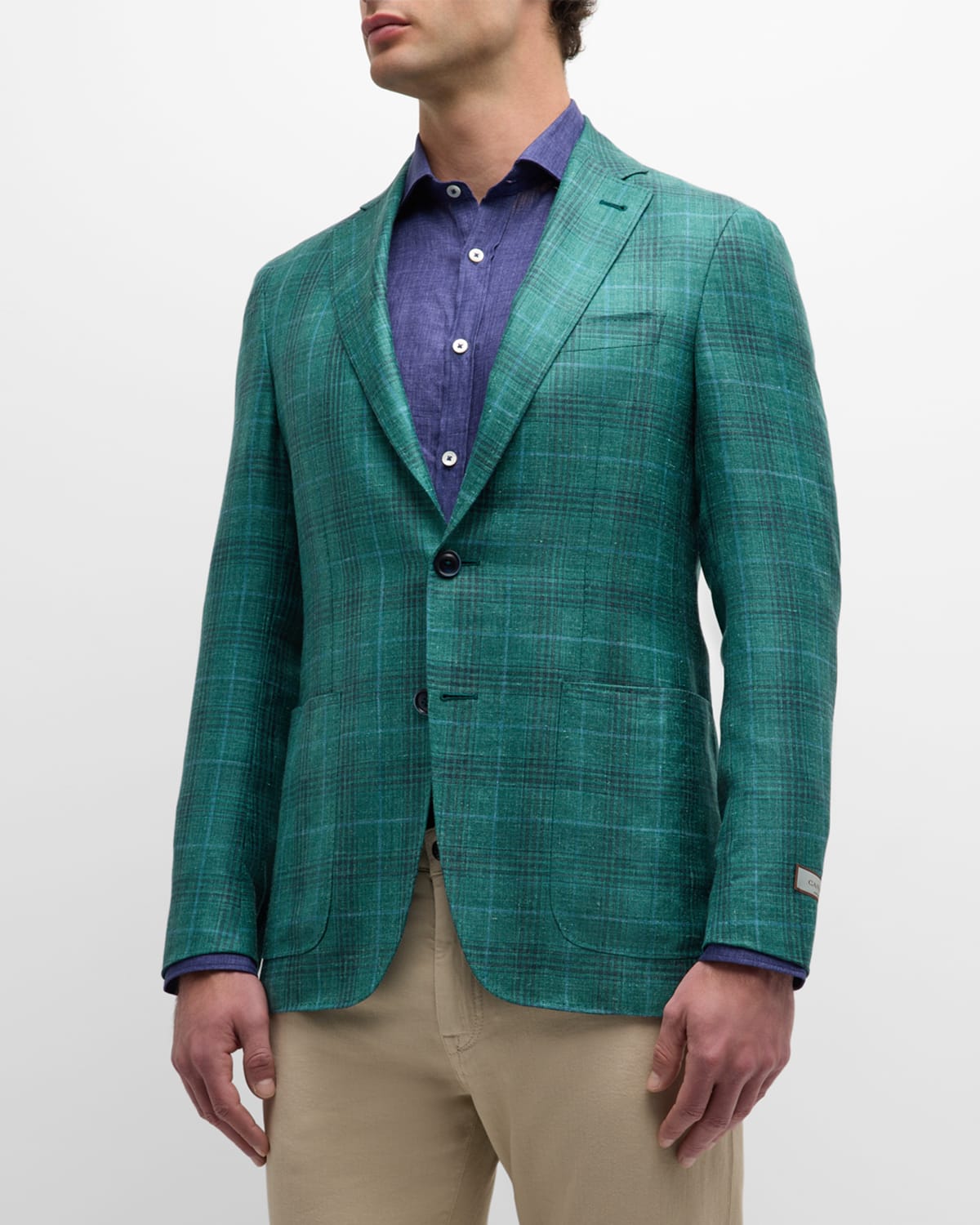 Shop Canali Men's Plaid Cashmere-blend Sport Coat In Green