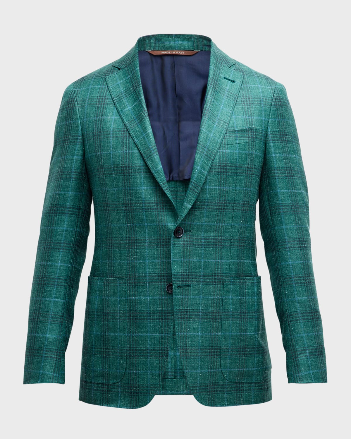 Shop Canali Men's Plaid Cashmere-blend Sport Coat In Green