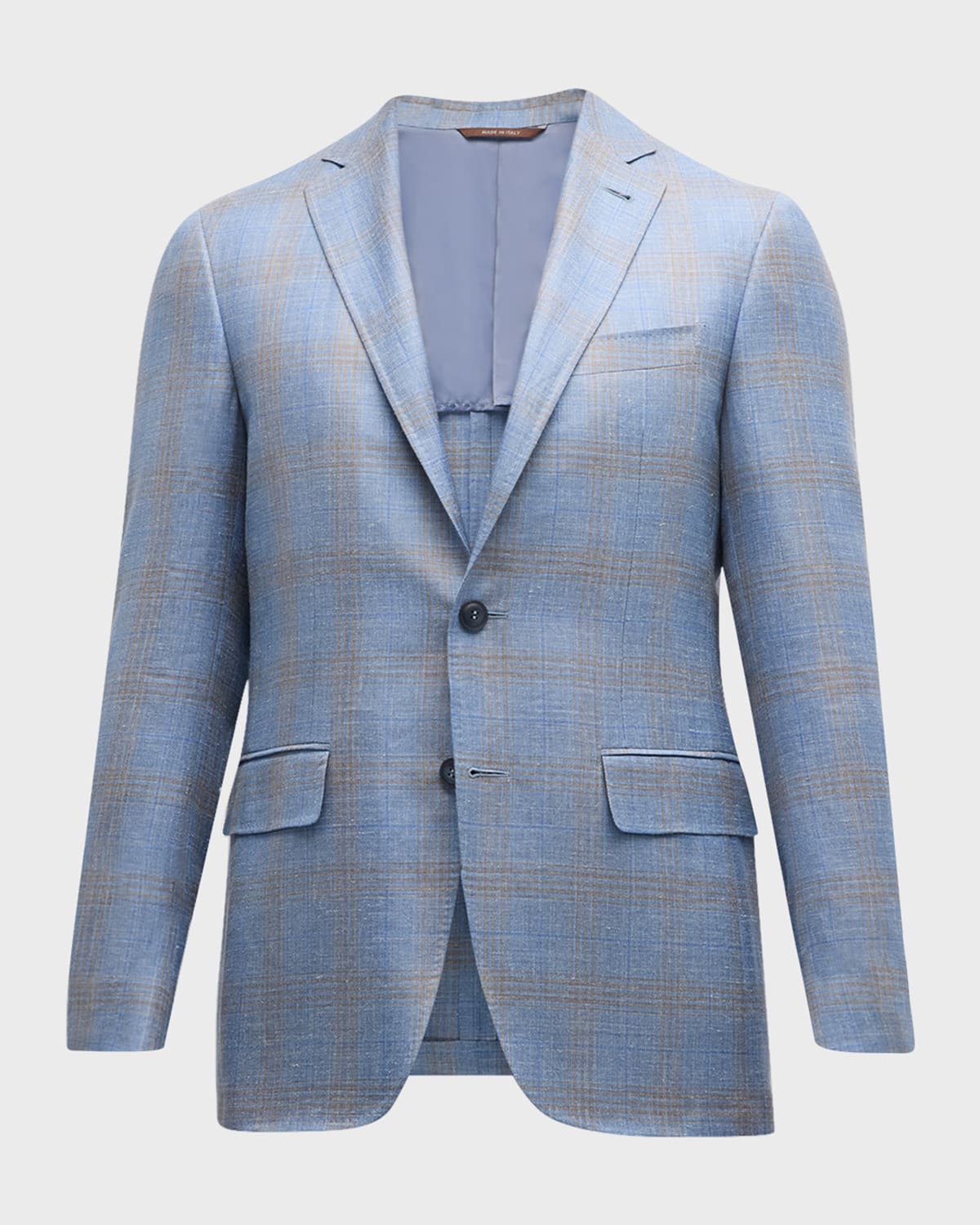 Shop Canali Men's Plaid Cashmere-blend Sport Coat In Light Blue