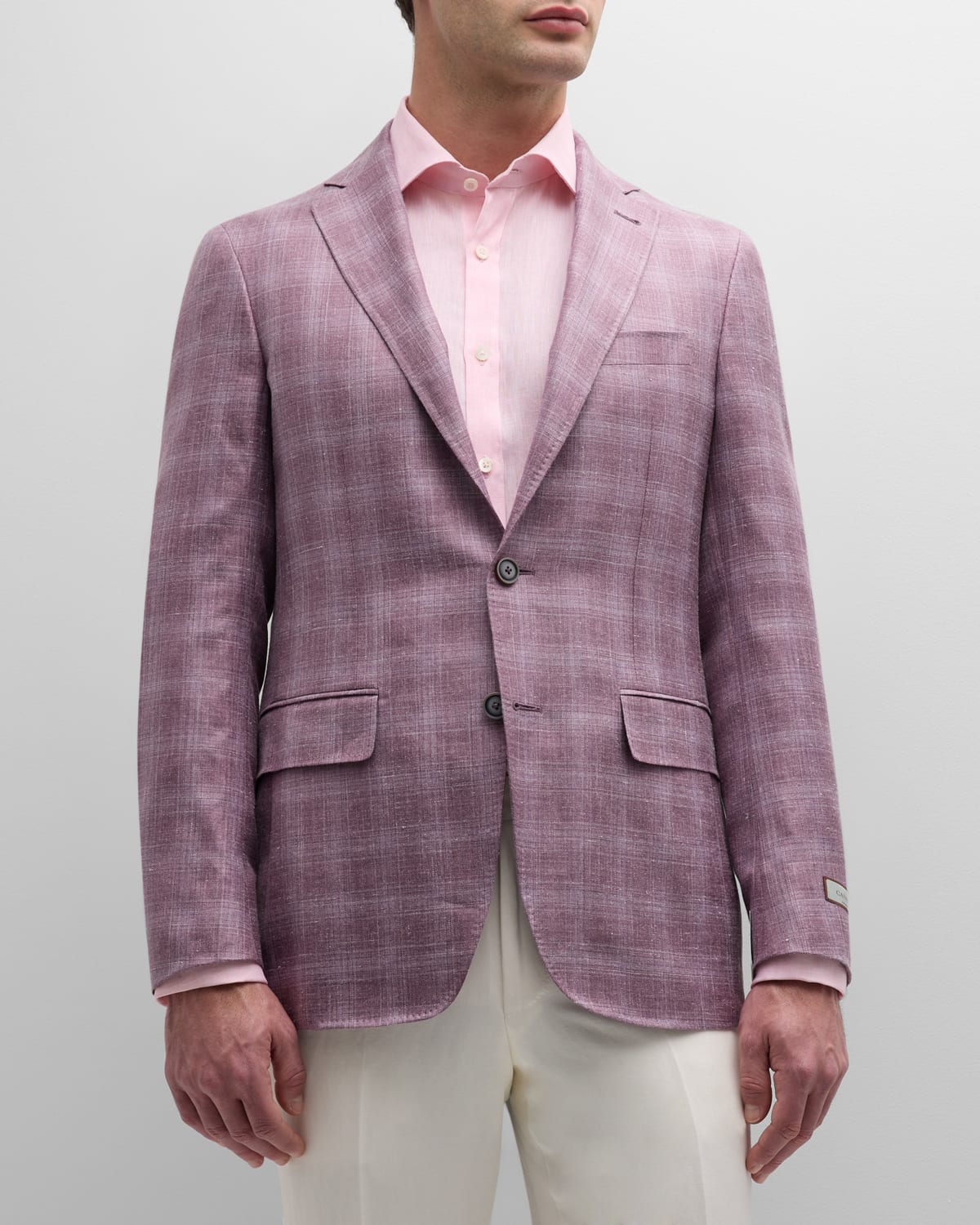Shop Canali Men's Tonal Plaid Sport Coat In Dark Pink