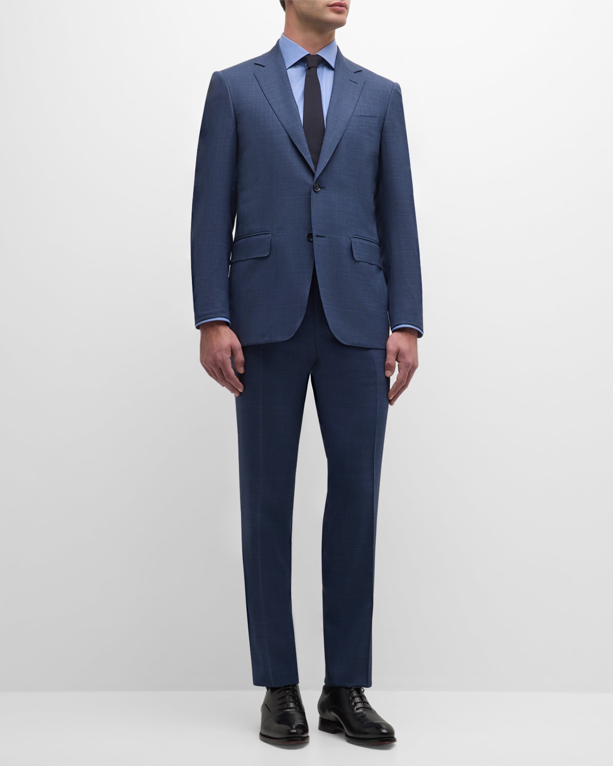 Canali Men's Plaid Super 130s Wool Suit In Blue