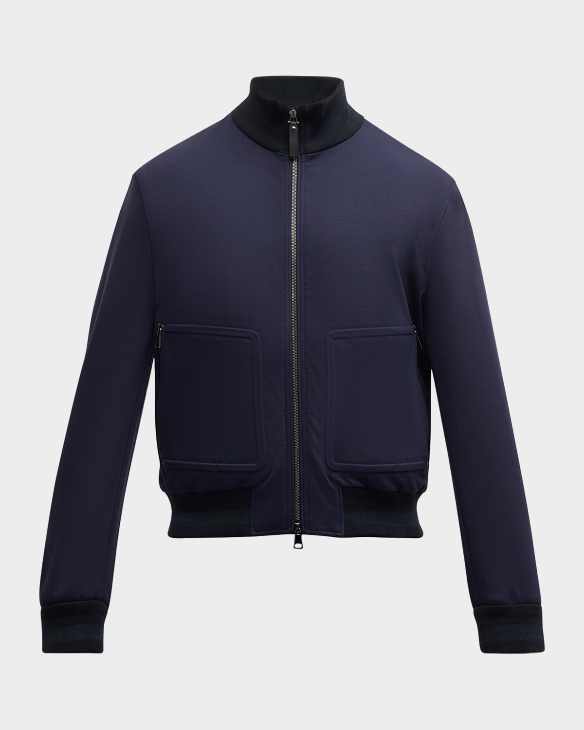 Shop Canali Men's Full-zip Bomber Jacket In Navy