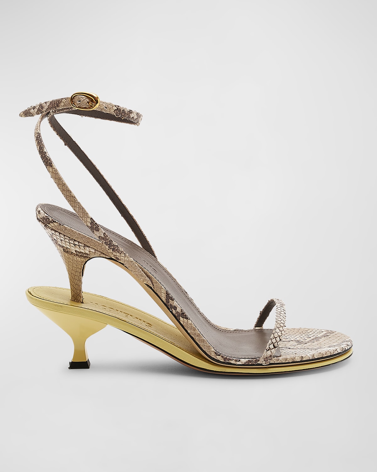 Jacquemus Les Doubles Ankle-strap Embossed Sandals In Python Beigepale