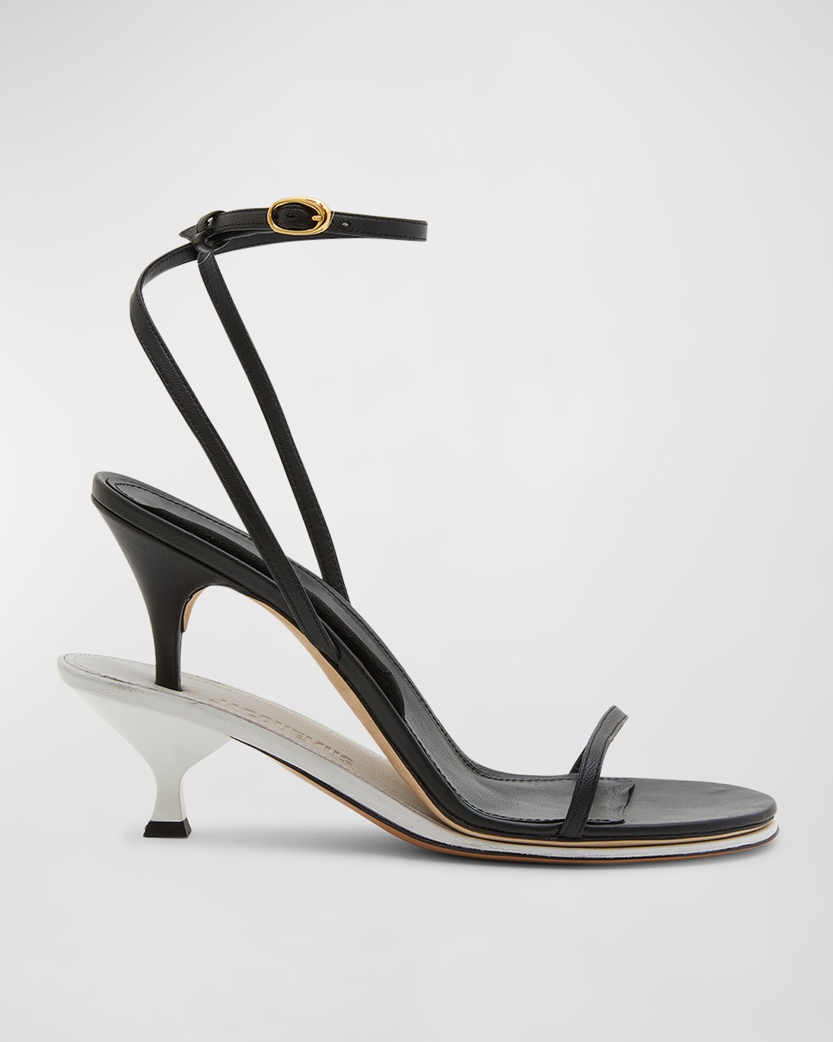 Shop Jacquemus Les Doubles Ankle-strap Bicolor Sandals In Blackwhite