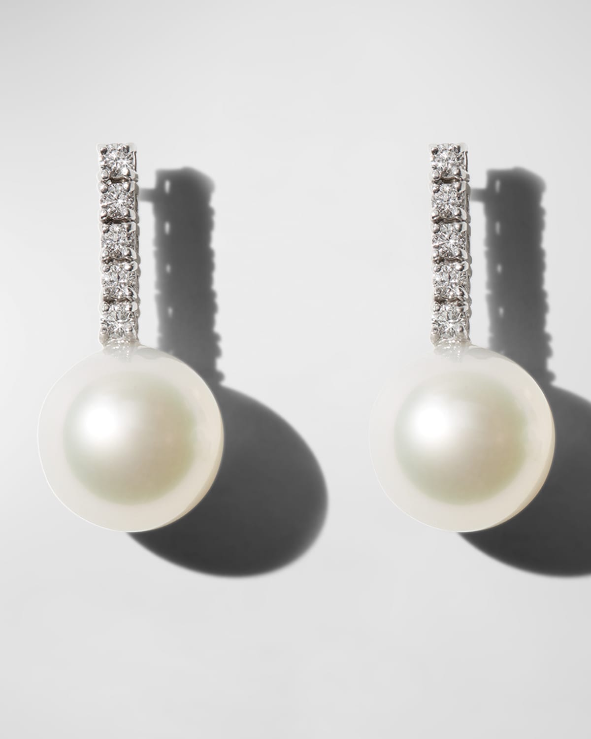 18K White Gold South Sea Pearl & Diamond Earrings