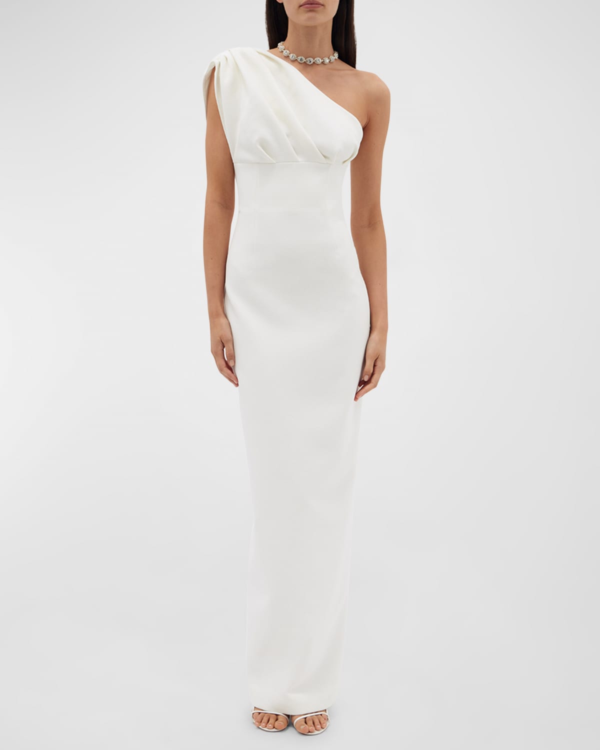Rachel Gilbert Winnie Ruched One-shoulder Maxi Dress In Ivory