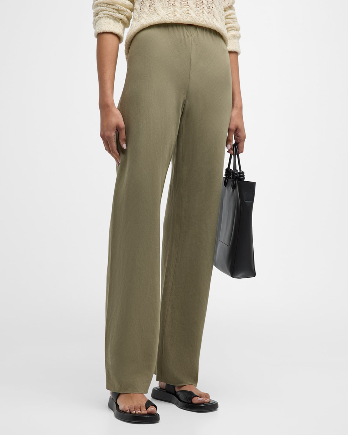 Vince Cotton Blend Wide Leg Pants In Artichoke