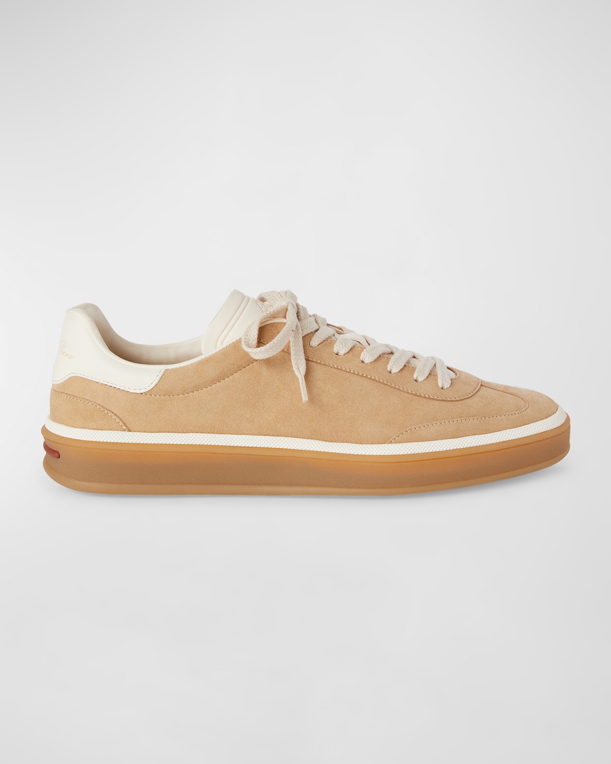 Mixed Leather Low-Top Tennis Sneakers
