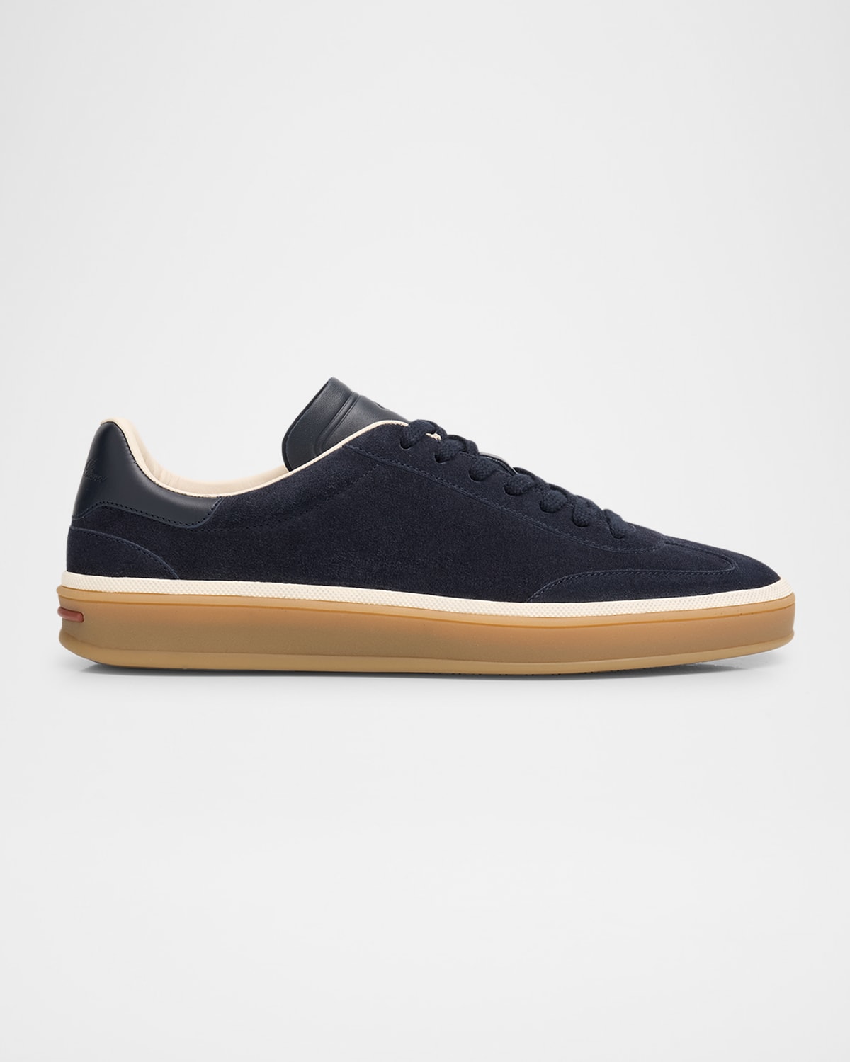 Mixed Leather Low-Top Tennis Sneakers