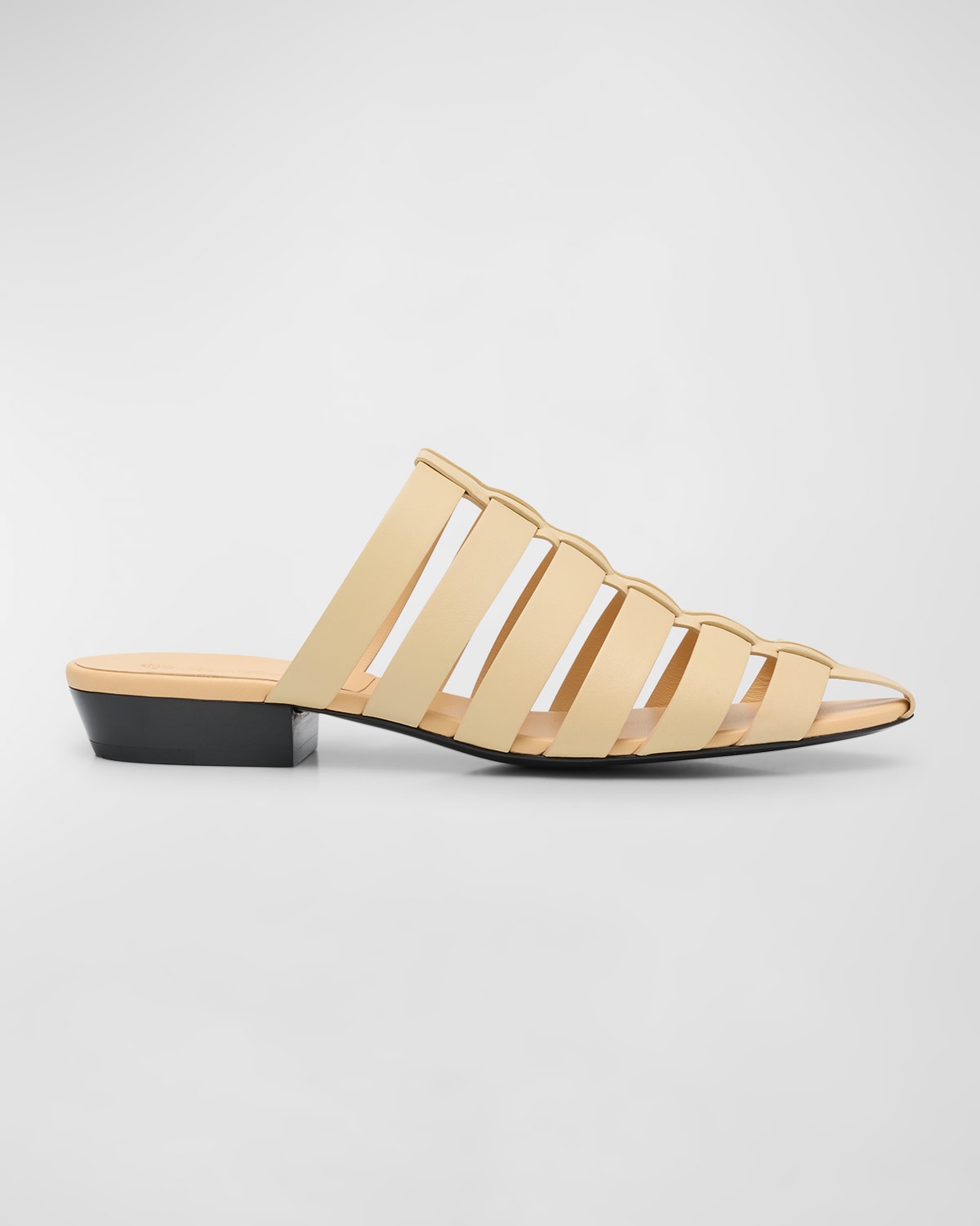 Shop Loro Piana Kaede Caged Leather Mule Sandals In D0iv Melonpan