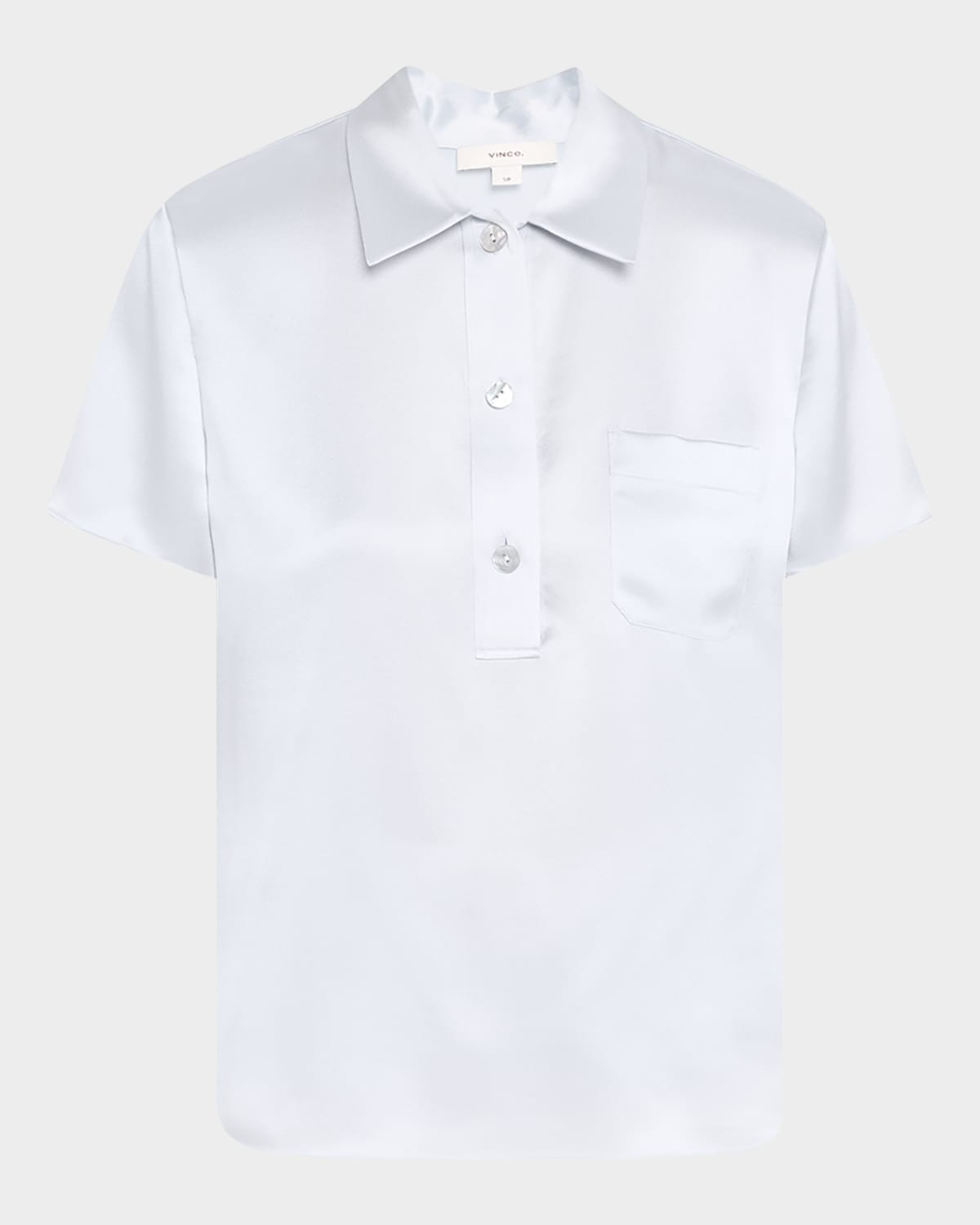 Silk Charmeuse Short-Sleeve Polo Shirt