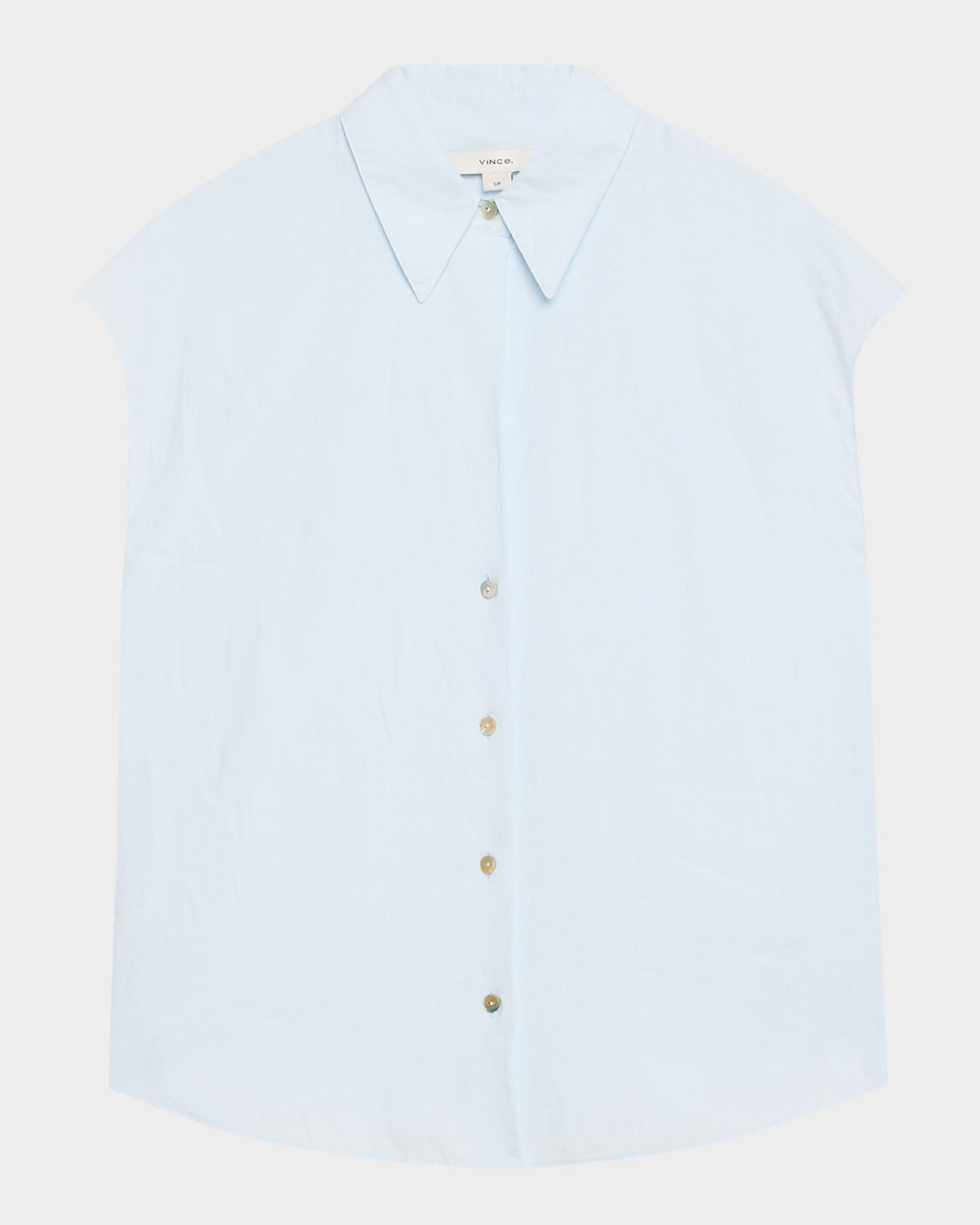 VINCE CAP-SLEEVE LINEN BUTTON-FRONT BLOUSE 