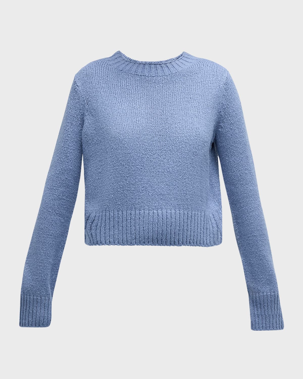 Vince Plush Silk Knit Crew Sweater In Blue