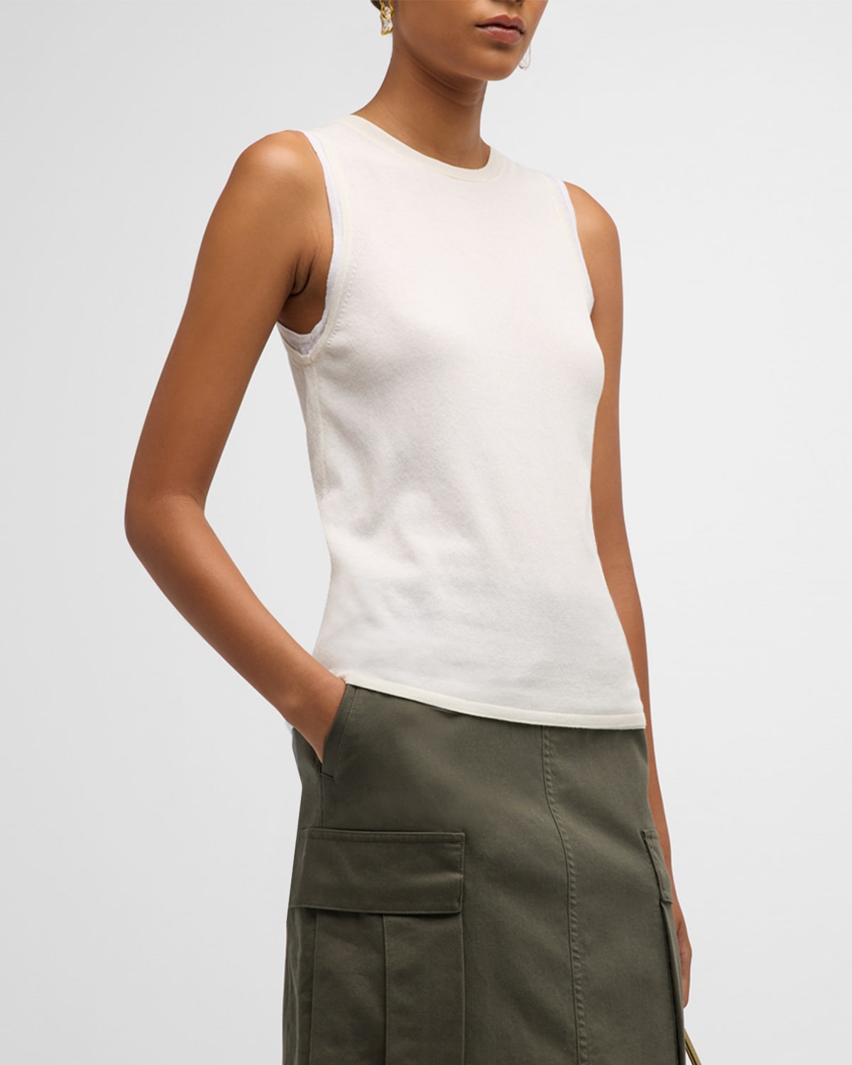Shop Vince Double-layer Shell Top In Bell Combo