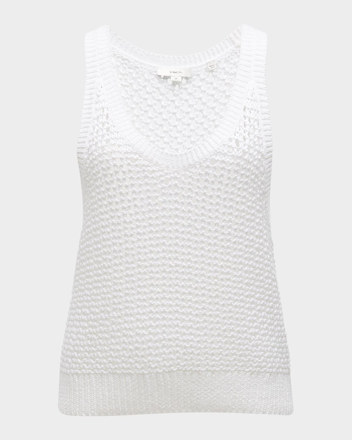 Shop Vince Mesh Stitch V-neck Tank Top In Optic White