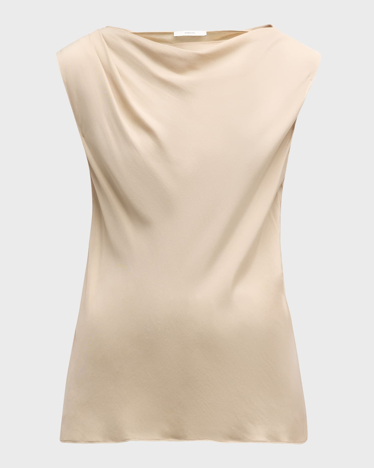 Vince Asymmetric Drape Cap-sleeve Blouse In Oat Sand