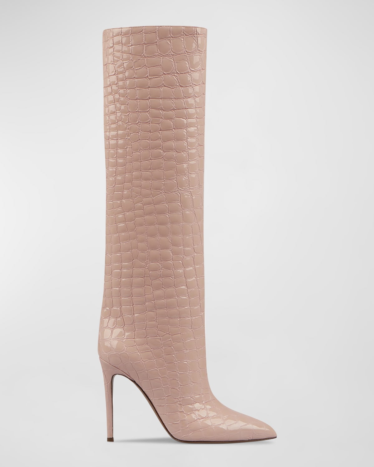 Paris Texas Croco Stiletto Tall Boots In Pink