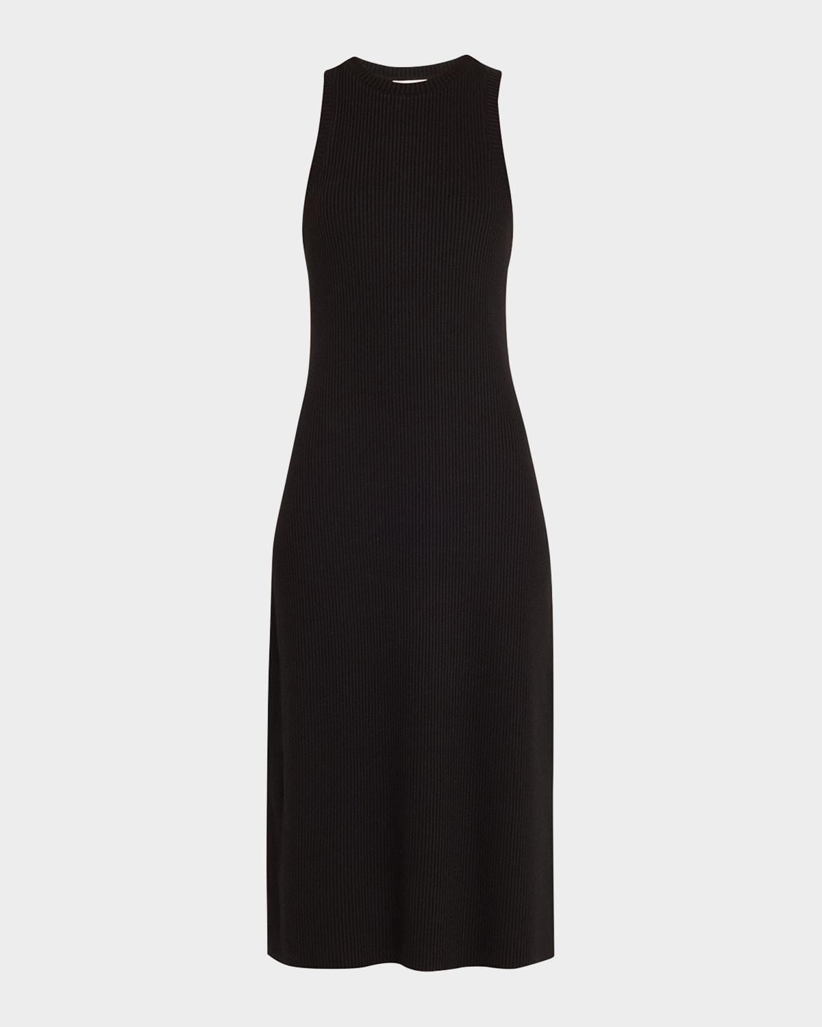 Shop Vince Ribbed High-neck Midi Tank Dress In Black