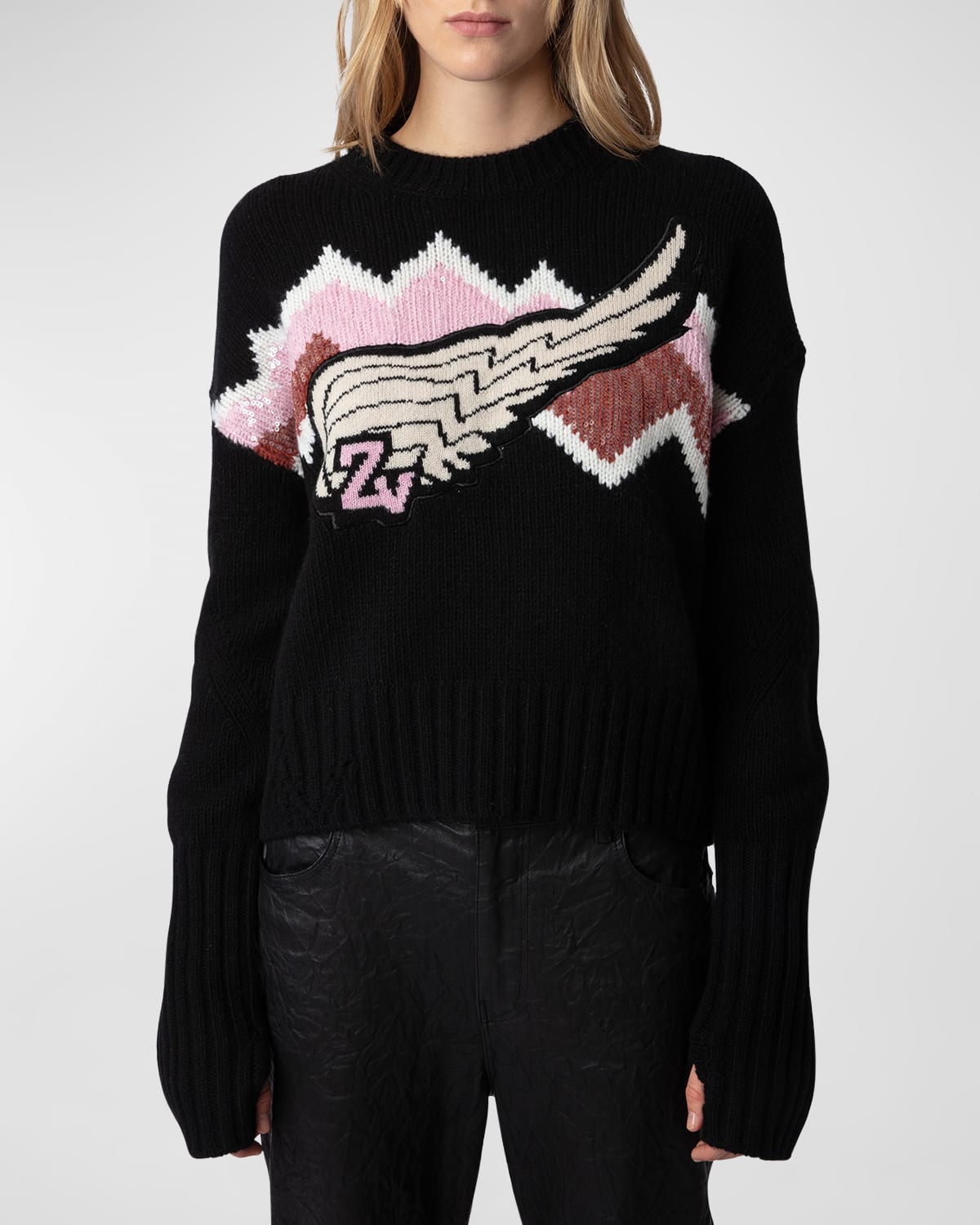 Shop Zadig & Voltaire Bleez Wings Cashmere Sweater In Noir