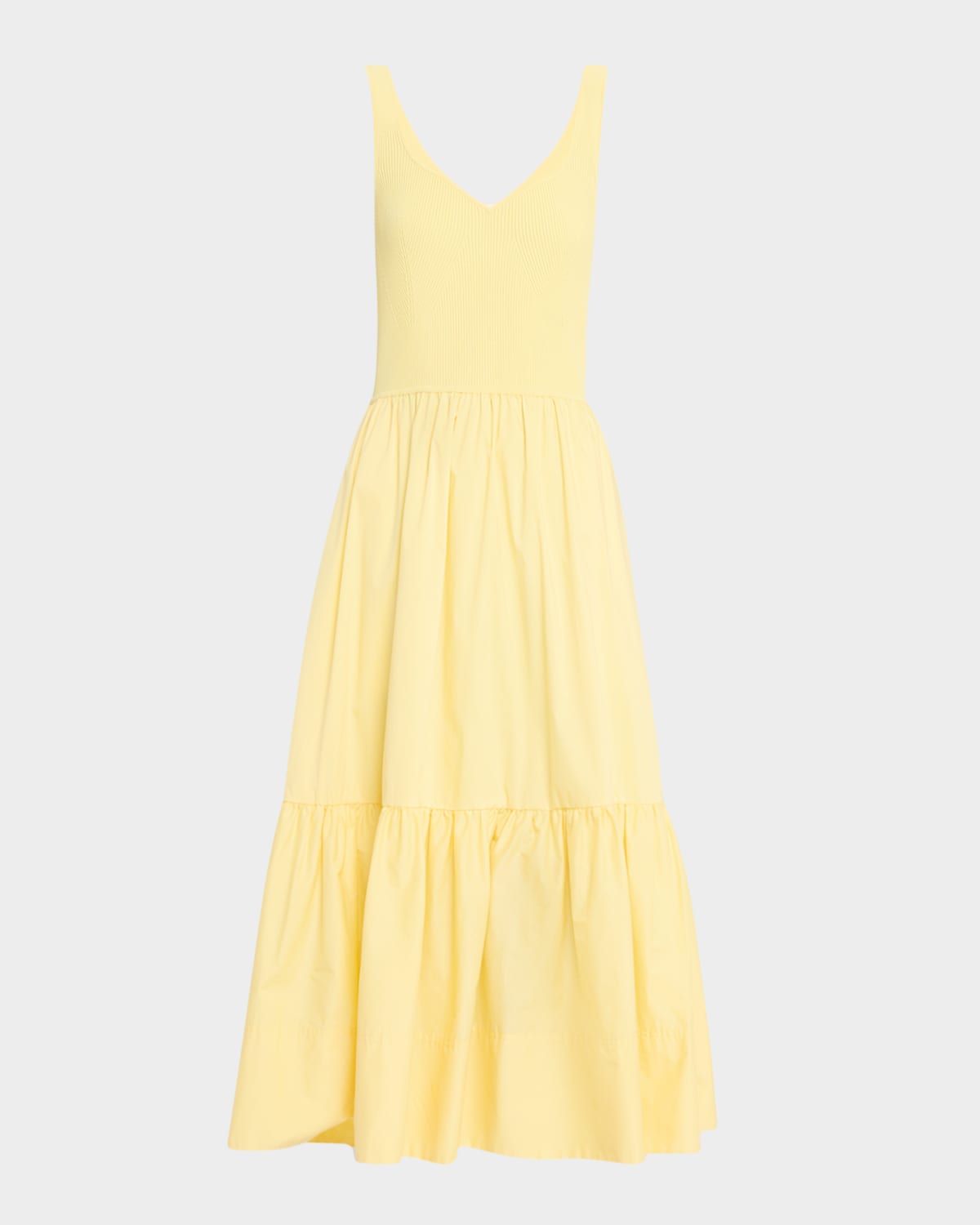 Josephina Sleeveless Rib and Poplin Midi Dress