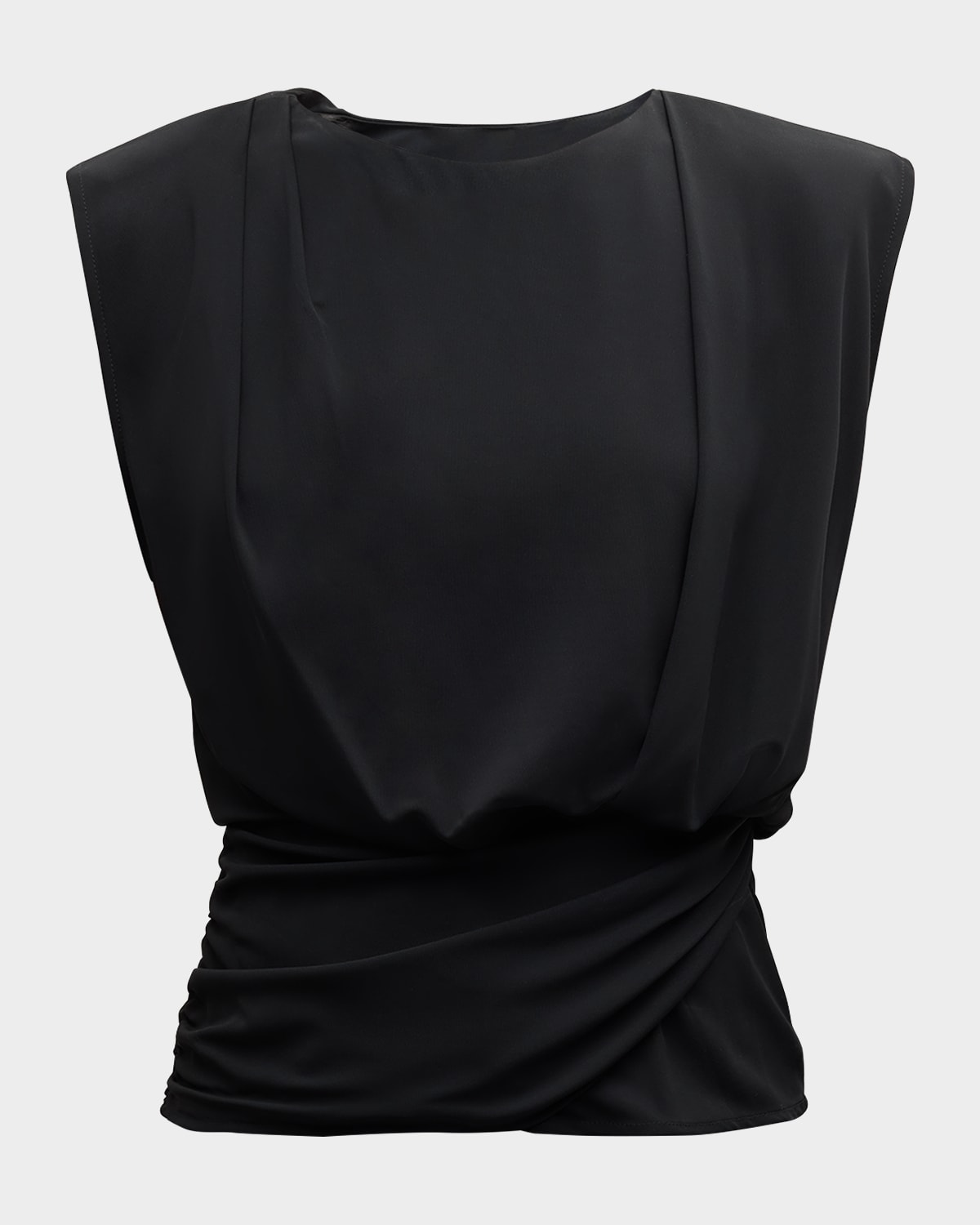 Shop Simkhai Daton Sleeveless Draped Cinched-waist Top In Black