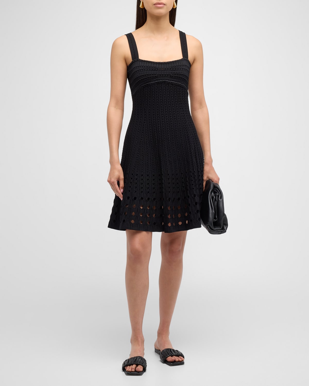 Shop Simkhai Franklin Crochet Fit & Flare Mini Dress In Black