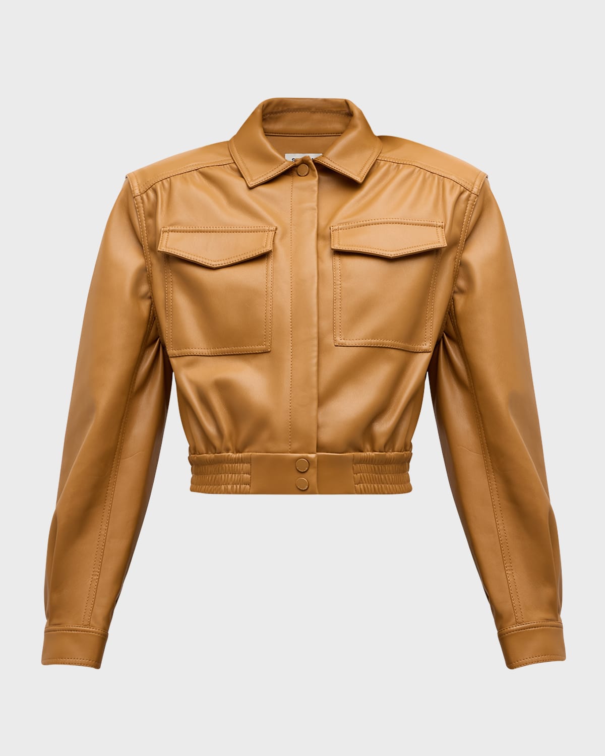 SIMKHAI Marbella Cropped Faux Leather Utility Jacket Smart Closet