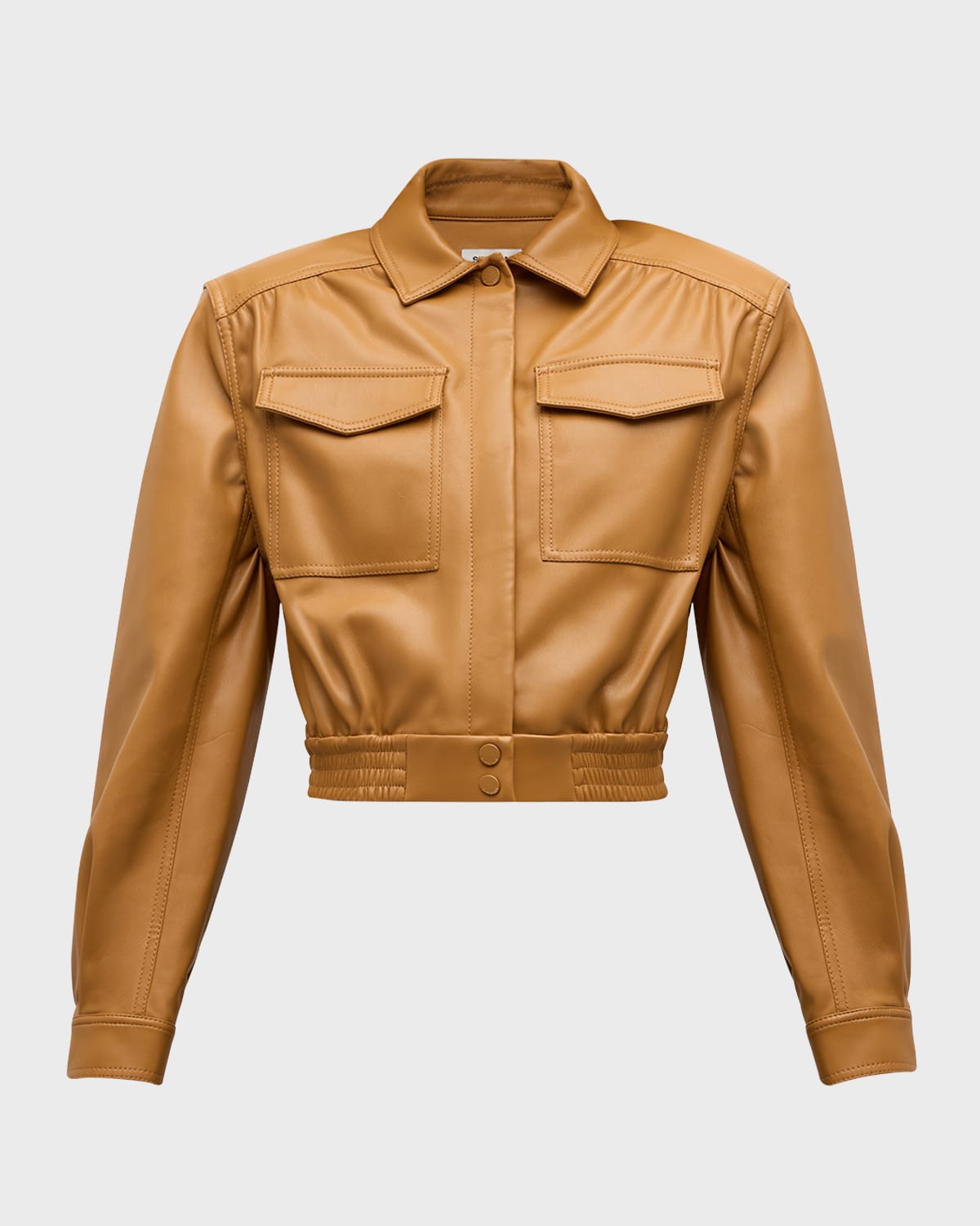 Marbella Cropped Faux Leather Utility Jacket