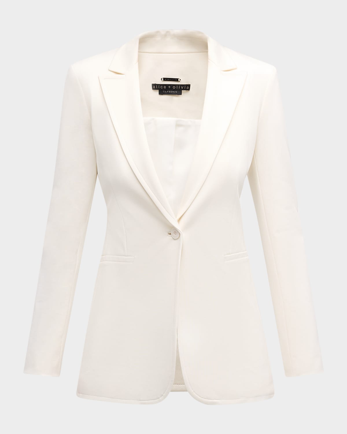 Alice And Olivia Breann Long Fitted Blazer In Off White