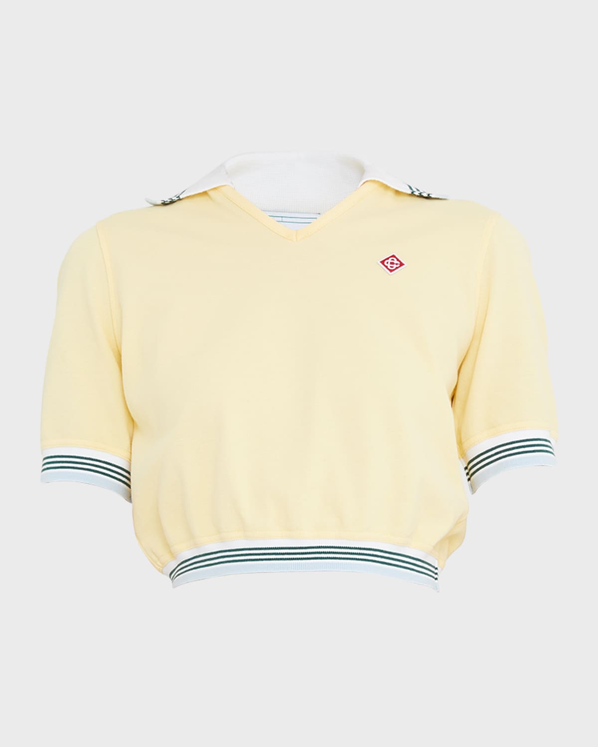 Casablanca Crop Pique Polo Shirt In Pale