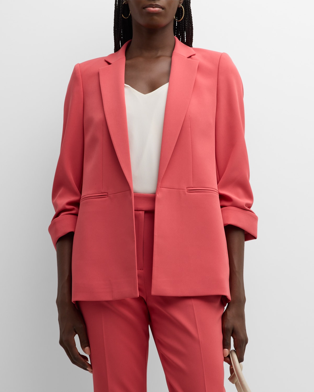 Shop Elie Tahari The Stella Notched-lapel Open-front Blazer In Wonder Wheel