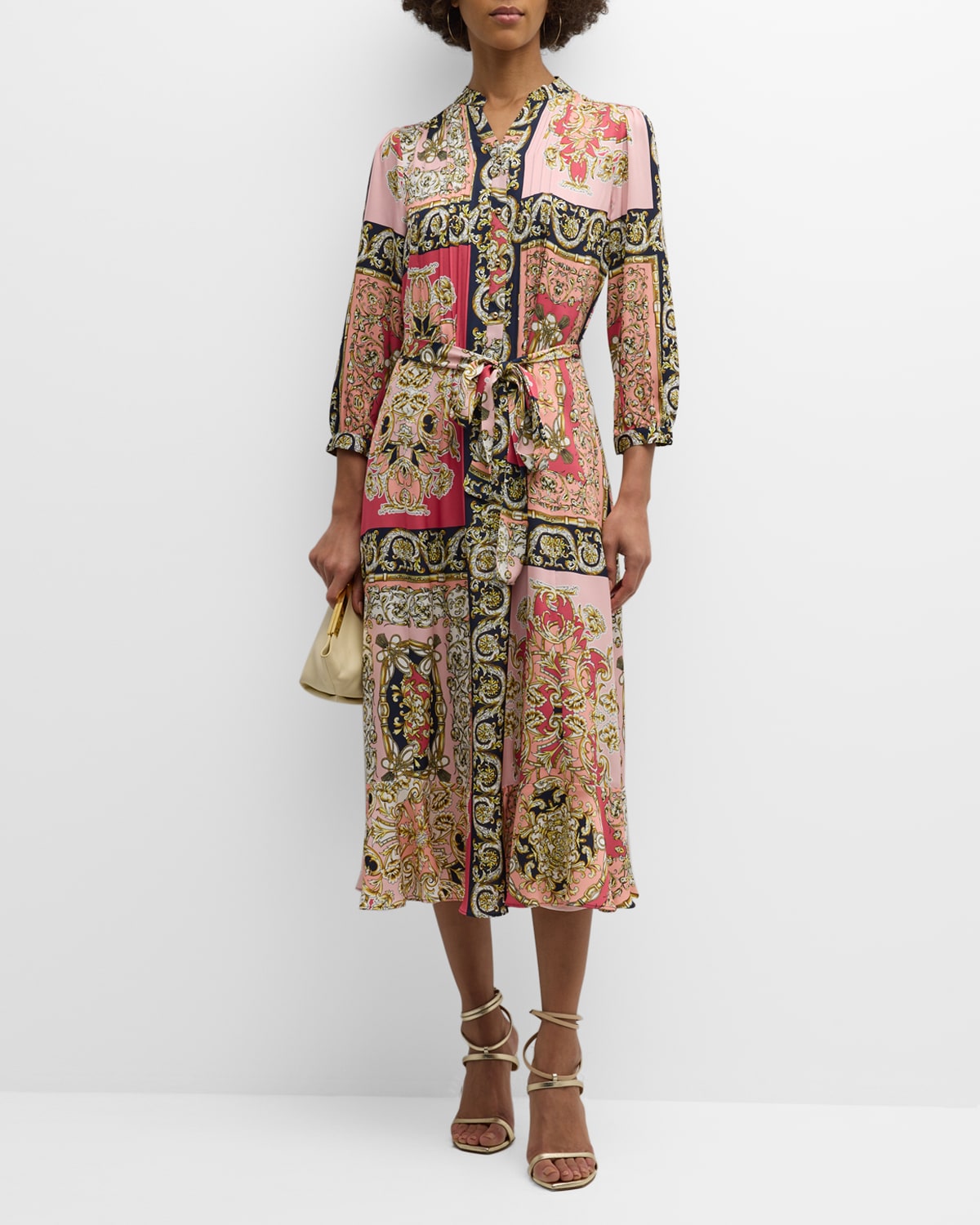 The Mila Pintuck Floral-Print Midi Dress
