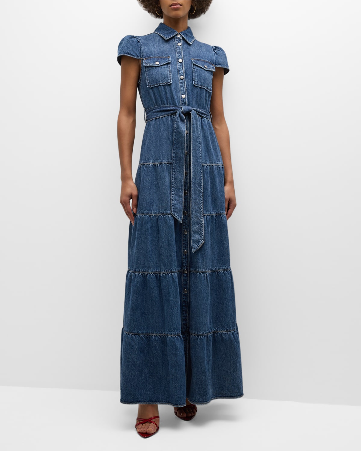 Alice + Olivia Miranda Tiered Denim Maxi Dress | Smart Closet