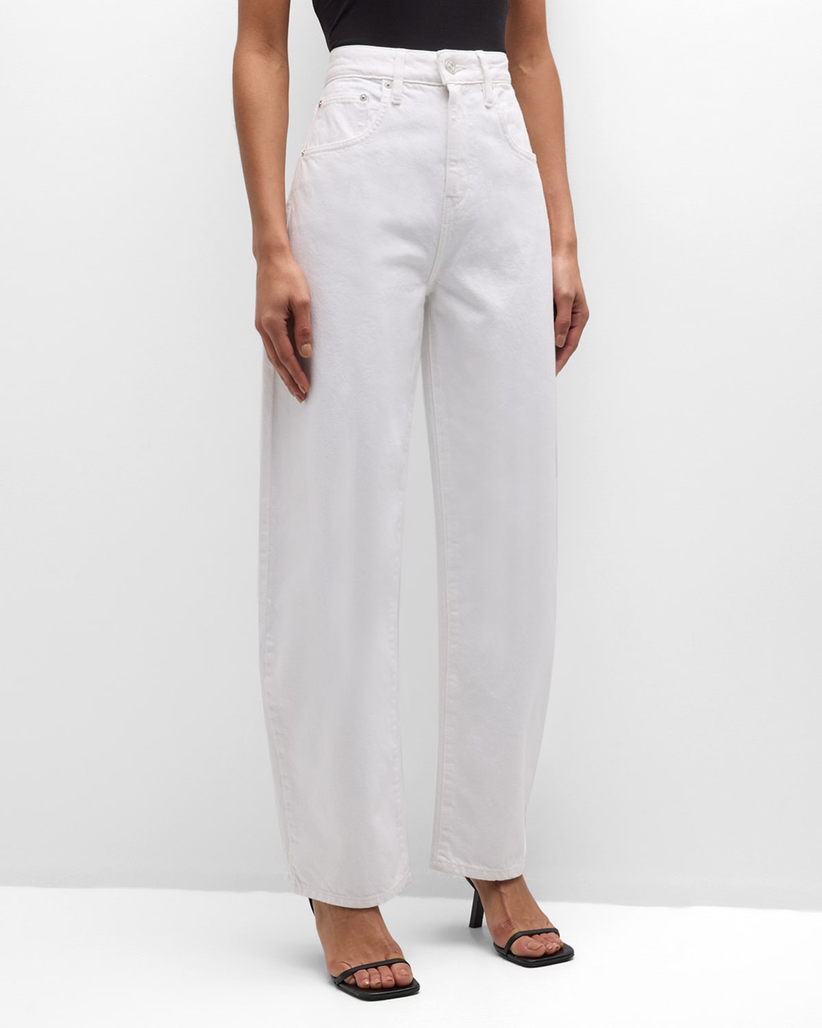 Frame High-waisted Barrel Jeans For In White