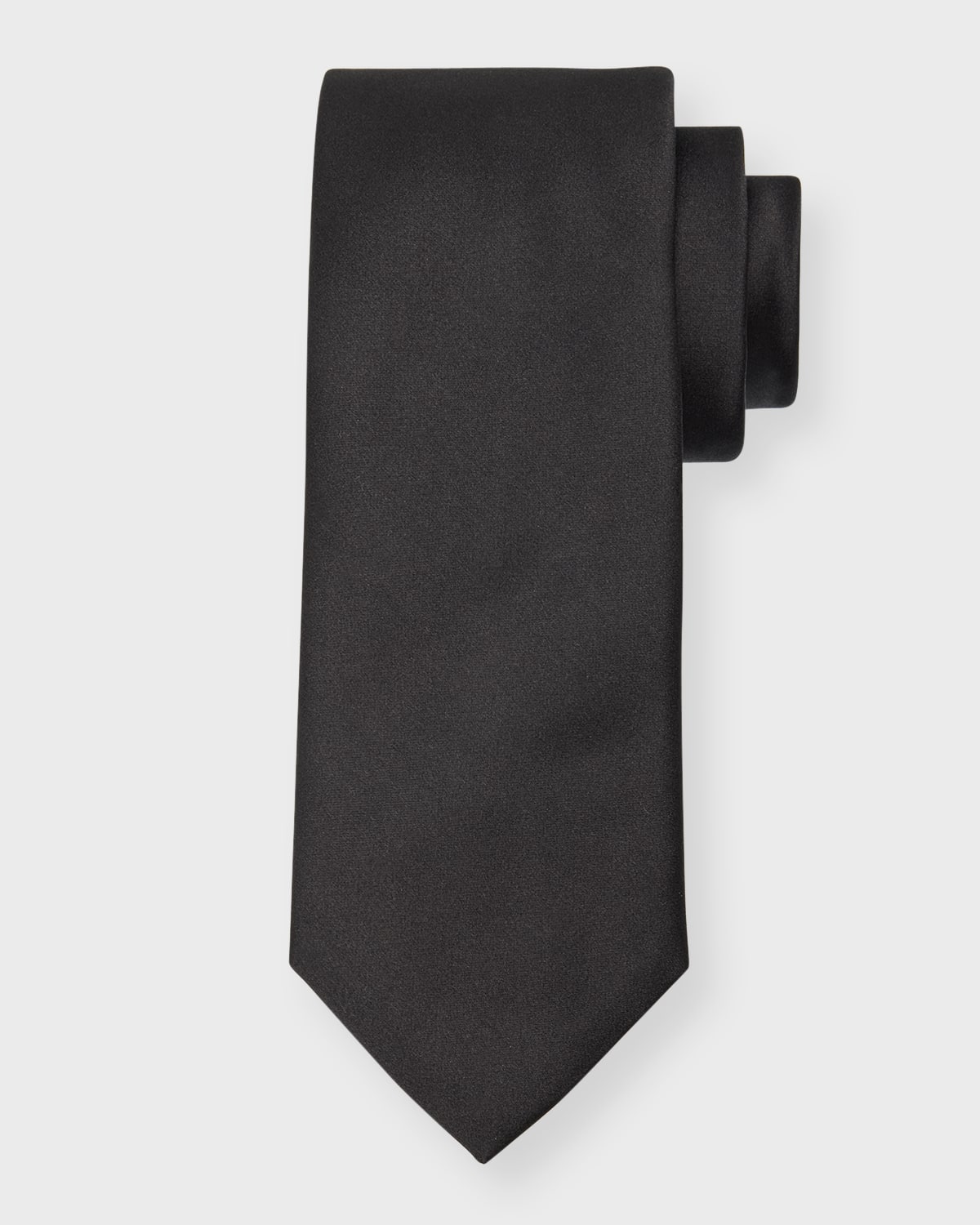 Canali Solid Silk Tie In Black