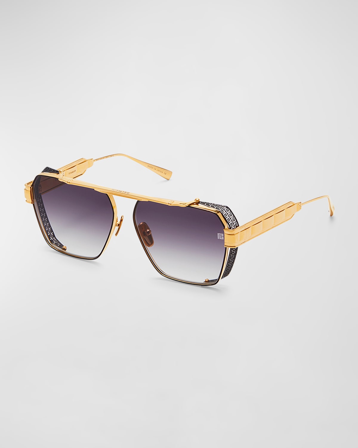 Shop Balmain Premier Titanium Aviator Sunglasses In Gld