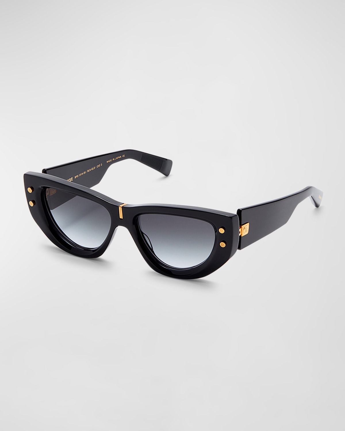 Shop Balmain B-muse Acetate & Titanium Cat-eye Sunglasses In Blk Gld