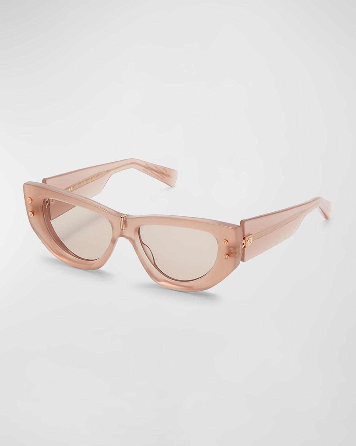 Shop Balmain B-muse Acetate & Titanium Cat-eye Sunglasses In Nde Gld