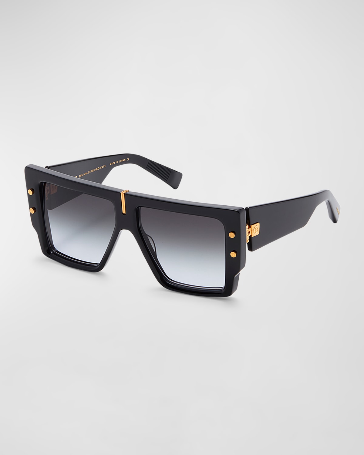 Balmain B-grand Acetate & Titanium Square Sunglasses In Blk Gld