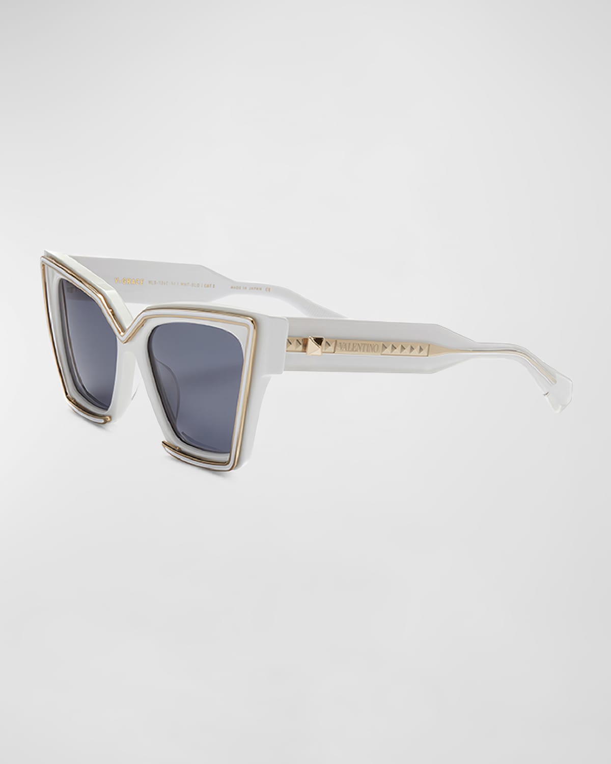 Valentino V-grace Acetate & Titanium Cat-eye Sunglasses In Whtgld