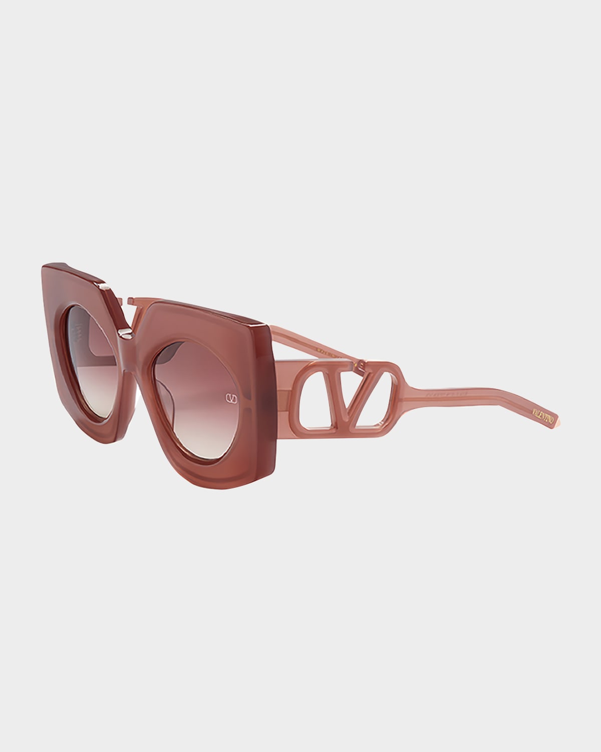 Valentino V-soul Acetate Butterfly Sunglasses In Pnk Gld