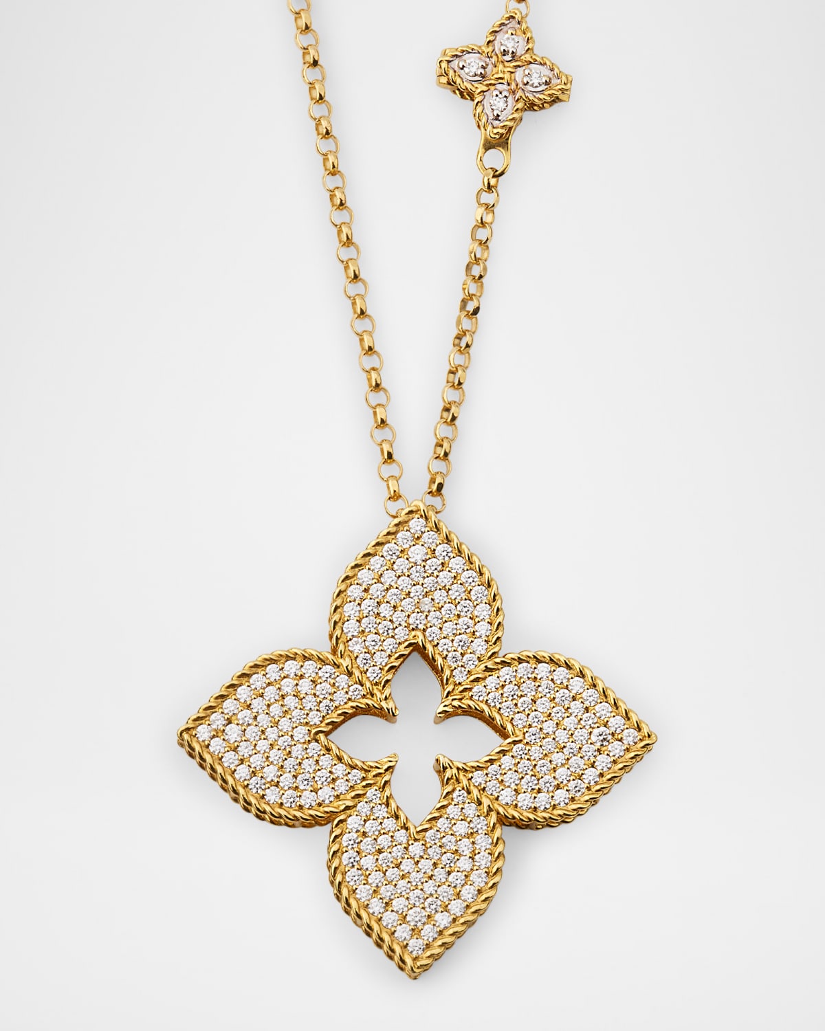 18K Yellow Gold Pave Diamond Venetian Princess Necklace