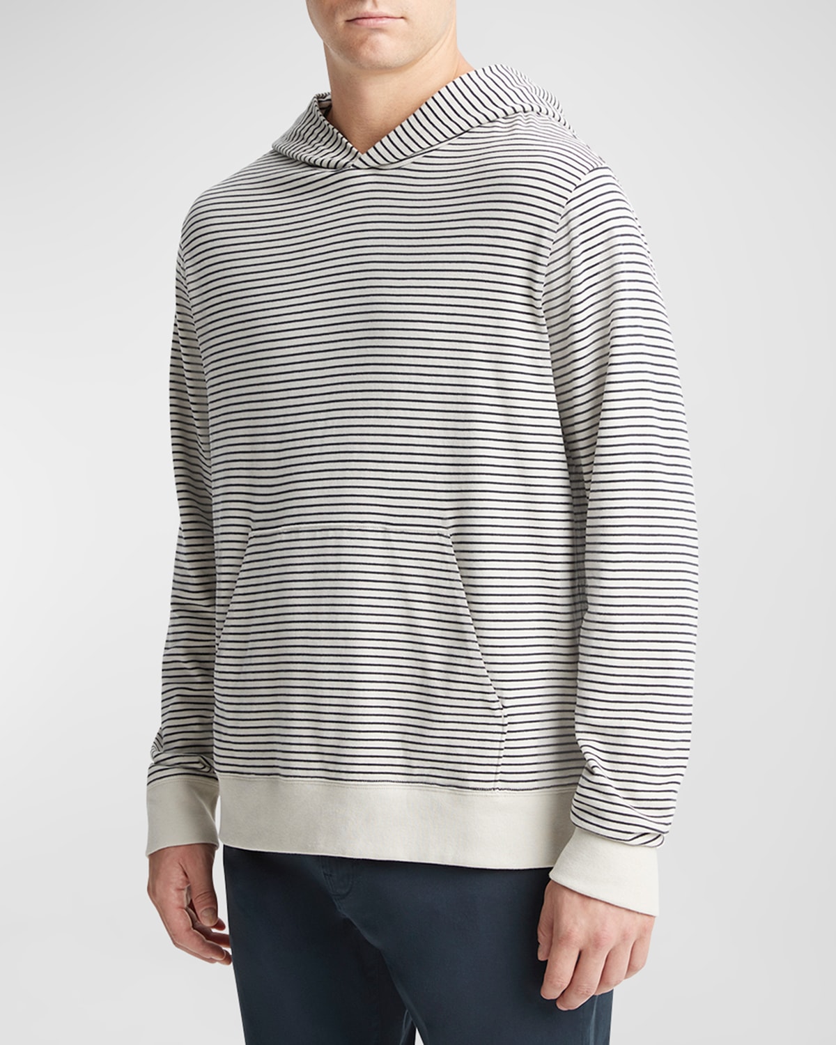 VINCE MEN'S SUEDED JERSEY STRIPED HOODIE