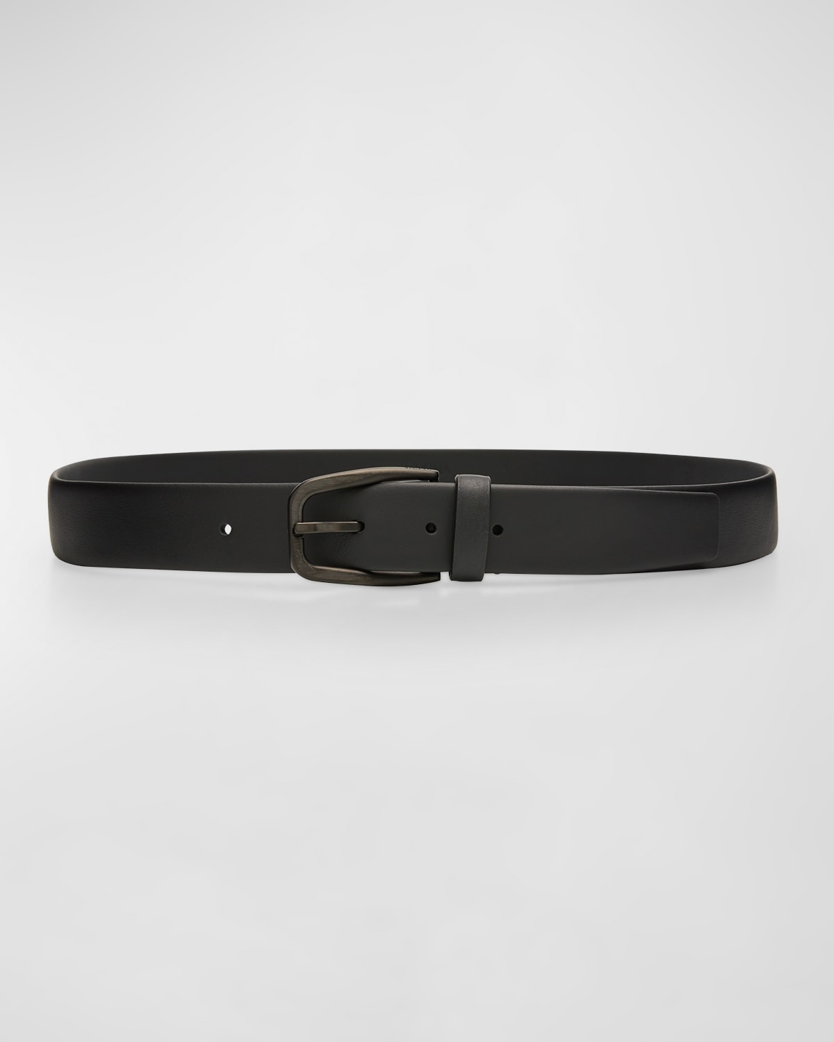 Zegna Men's Smooth Calfskin Belt In Black