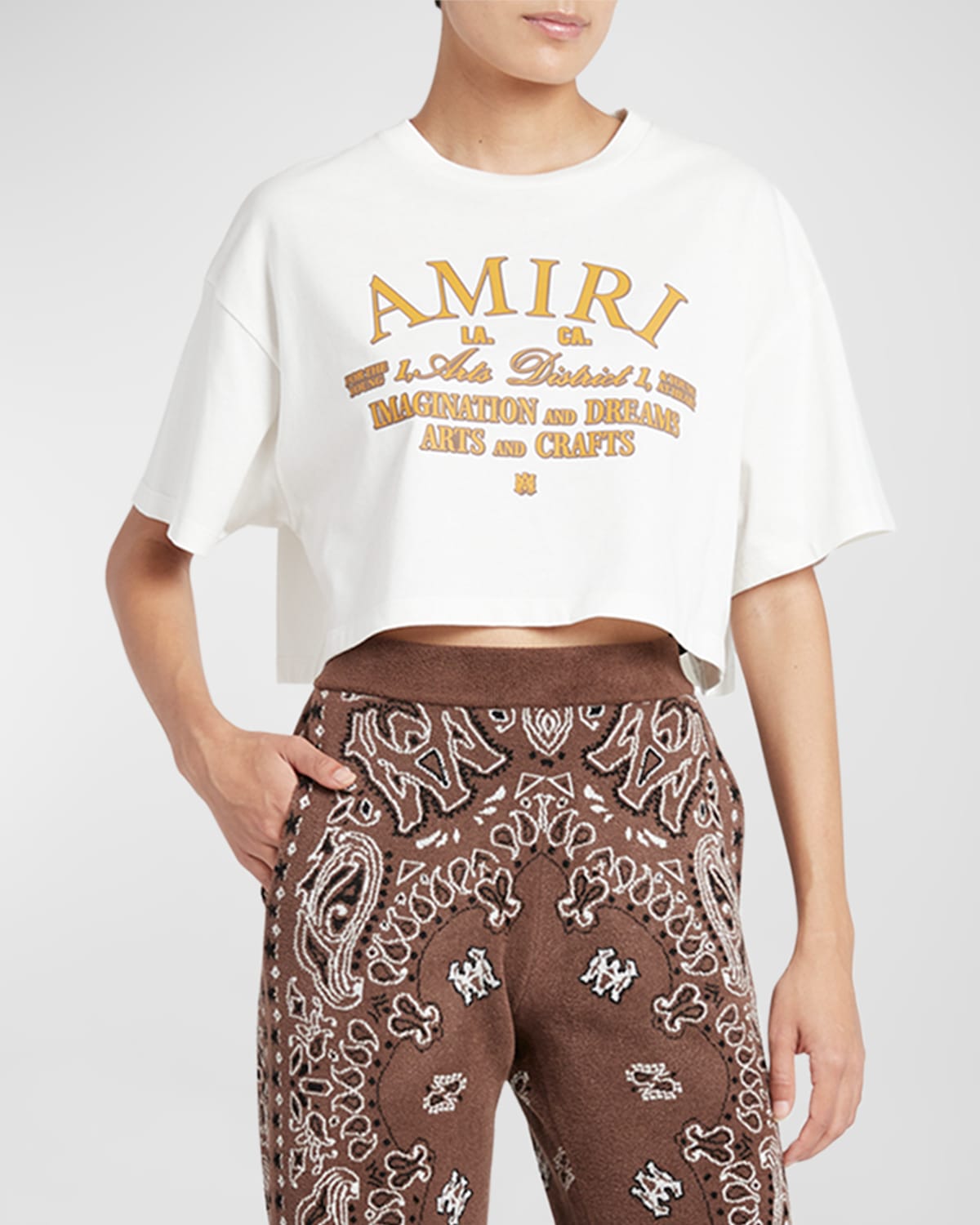 AMIRI ARTS DISTRICT LOGO-PRINT CROP T-SHIRT